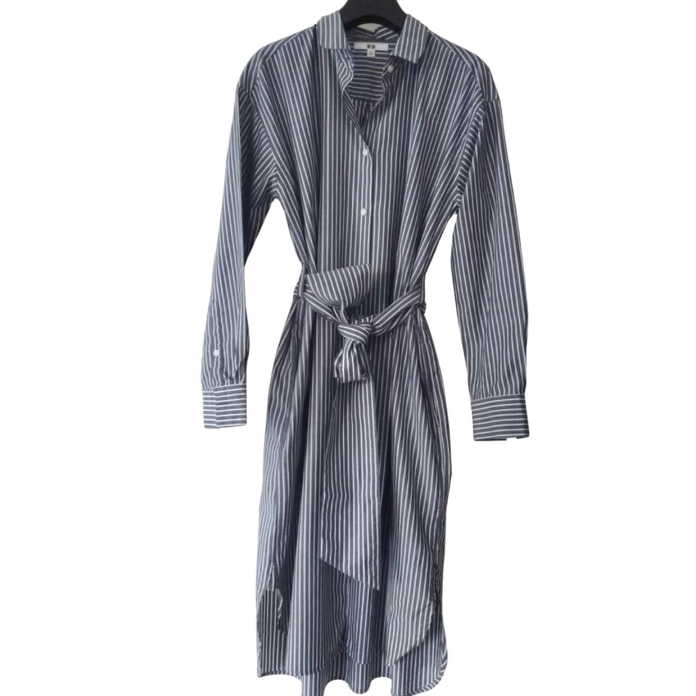 UNIQLO STRIPED BUTTON DOWN, BELTED SHIRT DRESS  W/SIDE POCKETS  SIZE S  NWOT